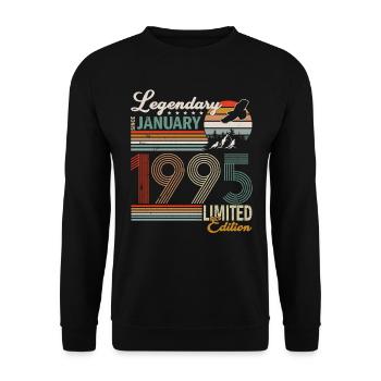 January 1995. Birthday present January 1995. - Unisex Sweatshirt - black - Front - Alina (178cm) & Michal (187cm)
