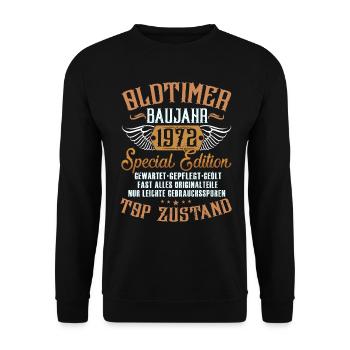 51 Geburtstag Oldtimer 1972 2023 - Unisex Pullover - Schwarz - Vorne - Alina (178cm) & Michal (187cm)