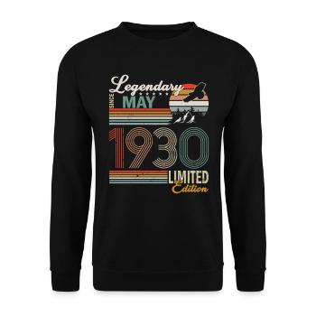 Sloth Birthday May 1930 Born 1930 - Unisex Sweatshirt - black - Front - Alina (178cm) & Michal (187cm)