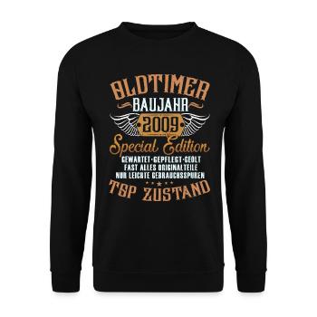 Oldtimer Special Edition Modell 2009 Geburtstag - Unisex Pullover - Schwarz - Vorne - Alina (178cm) & Michal (187cm)