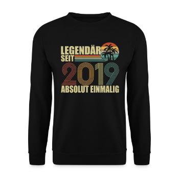 Vintage Legendary since 2019 Geburtstag - Unisex Pullover - Schwarz - Vorne - Alina (178cm) & Michal (187cm)