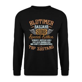 Oldtimer 2016 - Unisex Pullover - Schwarz - Vorne - Alina (178cm) & Michal (187cm)