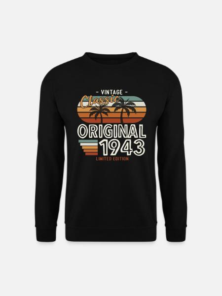80. Geburtstag Mann Jahrgang 1943 Vintage - Unisex Pullover - Schwarz