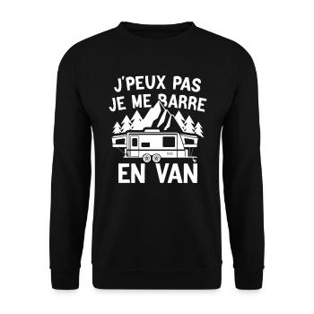 j'peux pas je me barre en van cadeau anniversaire - Sweat-shirt Unisexe - noir - Devant - Alina (178cm) & Michal (187cm)