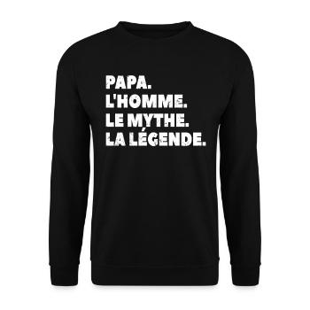 DAD THE MAN THE MYTH THE LEGEND - Unisex Pullover - Schwarz - Vorne - Alina (178cm) & Michal (187cm)