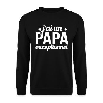 T-shirt Fête des Pères - Un Papa Exceptionnel - Sweat-shirt Unisexe - noir - Devant - Alina (178cm) & Michal (187cm)