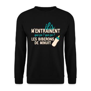 Les joies du biberon de minuit - Sweat-shirt Unisexe - noir - Devant - Alina (178cm) & Michal (187cm)