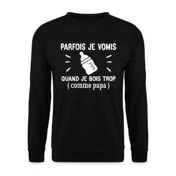 T-shirt Drôle "Parfois Je Vomis Comme Papa" - Sweat-shirt Unisexe - noir - Devant - Alina (178cm) & Michal (187cm)