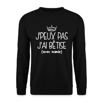 Pas Dispo, Bêtise Avec Mamie - Sweat-shirt Unisexe - noir - Devant - Alina (178cm) & Michal (187cm)