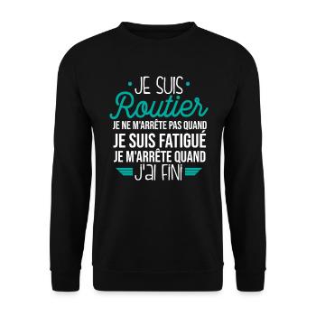 Je Suis Routier - Sweat-shirt Unisexe - noir - Devant - Alina (178cm) & Michal (187cm)