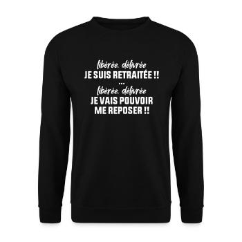 Retraitée Libérée - Sweat-shirt Unisexe - noir - Devant - Alina (178cm) & Michal (187cm)