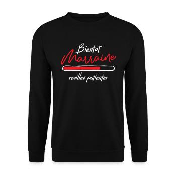 Bientôt Marraine, Veuillez Patienter - Sweat-shirt Unisexe - noir - Devant - Alina (178cm) & Michal (187cm)