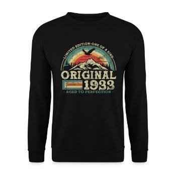 Vintage-Geschenk für Personen, die 1933 geboren sind - Unisex Pullover - Schwarz - Vorne - Alina (178cm) & Michal (187cm)