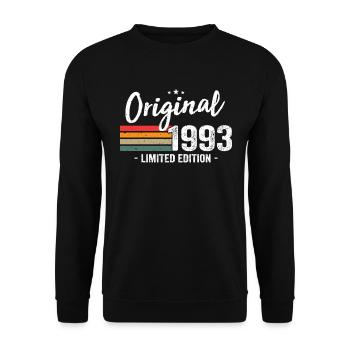 Cadeau d’anniversaire vintage original 1993 - Sweat-shirt Unisexe - noir - Devant - Alina (178cm) & Michal (187cm)
