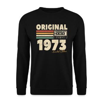 1973 Anniversary Vintage Original Retro Gift - Unisex Sweatshirt - black - Front - Alina (178cm) & Michal (187cm)