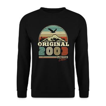 Original 2003 Limited Edition Geburtstagsgeschenk - Unisex Pullover - Schwarz - Vorne - Alina (178cm) & Michal (187cm)