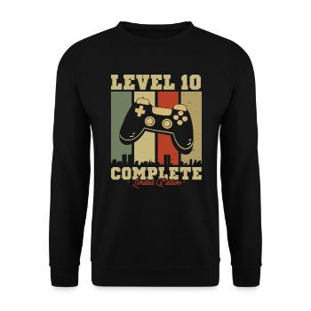 Vintage Geburtstag Level 10 Limitierte Auflage - Unisex Pullover - Schwarz - Vorne - Alina (178cm) & Michal (187cm)