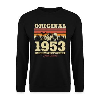 Vintage und Retro Geburtstagsgeschenk 1953 - Unisex Pullover - Schwarz - Vorne - Alina (178cm) & Michal (187cm)