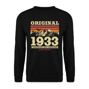 Vintage Retro Birthday Gift 1933 - Unisex Sweatshirt - black - Front - Alina (178cm) & Michal (187cm)