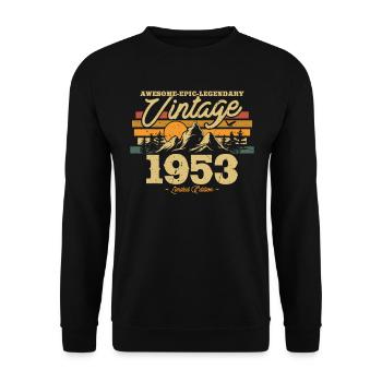 Cadeau Anniversaire Vintage 1953 - Sweat-shirt Unisexe - noir - Devant - Alina (178cm) & Michal (187cm)