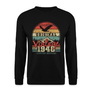 Geburtstagsgeschenk geboren 1948 - Unisex Pullover - Schwarz - Vorne - Alina (178cm) & Michal (187cm)