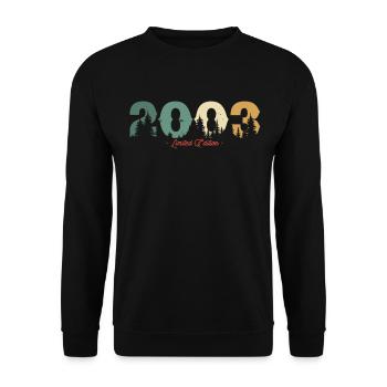 Geburtstagsgeschenk 2003 geboren - Unisex Pullover - Schwarz - Vorne - Alina (178cm) & Michal (187cm)