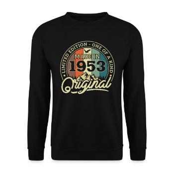 Geburtstagsgeschenk Jahrgang 1953 - Unisex Pullover - Schwarz - Vorne - Alina (178cm) & Michal (187cm)
