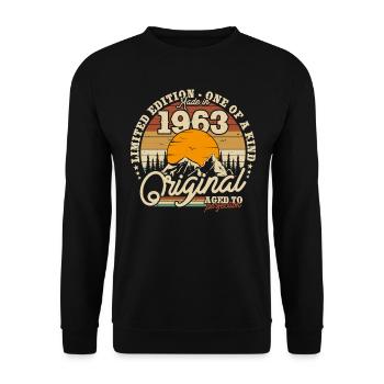 Cadeau d’anniversaire Millésime 1963 - Sweat-shirt Unisexe - noir - Devant - Alina (178cm) & Michal (187cm)