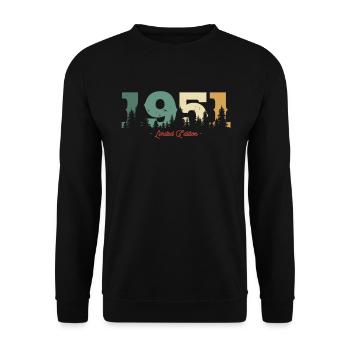 Vintage 1951 Geburtstagsgeschenk - Unisex Pullover - Schwarz - Vorne - Alina (178cm) & Michal (187cm)