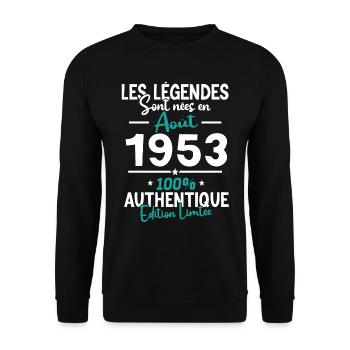 Cadeau Anniversaire août 1953 - Sweat-shirt Unisexe - noir - Devant - Alina (178cm) & Michal (187cm)
