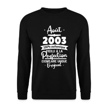 Cadeau Anniversaire Août 2003 - Sweat-shirt Unisexe - noir - Devant - Alina (178cm) & Michal (187cm)