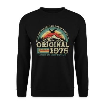Birthday Gift 1975 - 48 years - Unisex Sweatshirt - black - Front - Alina (178cm) & Michal (187cm)