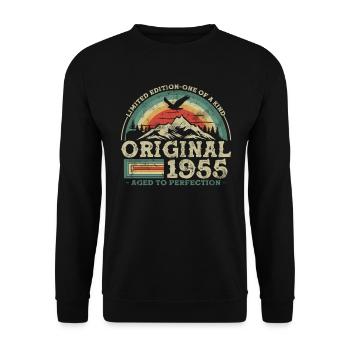 Birthday Gift 1955 - 68 years - Unisex Sweatshirt - black - Front - Alina (178cm) & Michal (187cm)