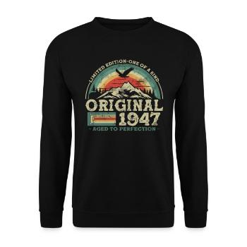 Cadeau Anniversaire 1947 - 76 ans - Sweat-shirt Unisexe - noir - Devant - Alina (178cm) & Michal (187cm)