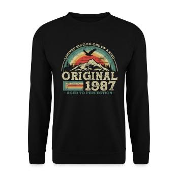 Vintage Geburtstagsgeschenk 1987 - Unisex Pullover - Schwarz - Vorne - Alina (178cm) & Michal (187cm)