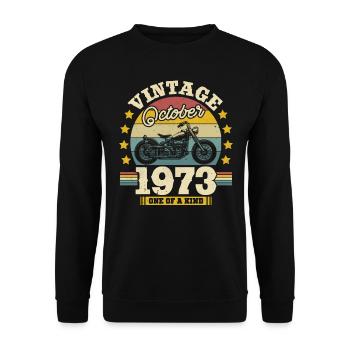 Gift Birthday October 1973 50 years - Unisex Sweatshirt - black - Front - Alina (178cm) & Michal (187cm)