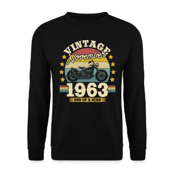 Vintage Novembre 1963 - 60 ans - Unique - Sweat-shirt Unisexe - noir - Devant - Alina (178cm) & Michal (187cm)