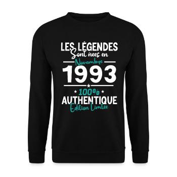 Les Légendes Novembre 1993 - 30 ans - Sweat-shirt Unisexe - noir - Devant - Alina (178cm) & Michal (187cm)