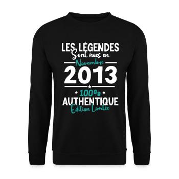 Legends born in November 2013 - 10 years old - Unisex Sweatshirt - black - Front - Alina (178cm) & Michal (187cm)