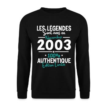 Cadeau Anniv. Nov. 2003 - 20 Ans - Sweat-shirt Unisexe - noir - Devant - Alina (178cm) & Michal (187cm)