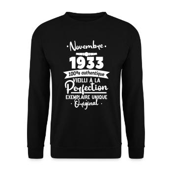 Cadeau Anniversaire Novembre 1933 90 Ans - Sweat-shirt Unisexe - noir - Devant - Alina (178cm) & Michal (187cm)