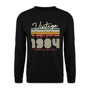 Vintage 1984 40 Jahre Geburtstagsgeschenk - Unisex Pullover - Schwarz - Vorne - Alina (178cm) & Michal (187cm)