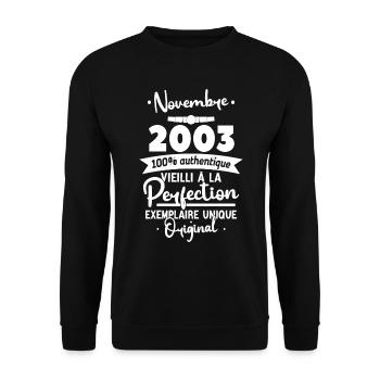 Novembre 2003 20 Ans - Sweat-shirt Unisexe - noir - Devant - Alina (178cm) & Michal (187cm)