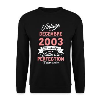 Vintage Décembre 2003 20 Ans - Sweat-shirt Unisexe - noir - Devant - Alina (178cm) & Michal (187cm)