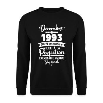 Décembre 1993 30 Ans - Sweat-shirt Unisexe - noir - Devant - Alina (178cm) & Michal (187cm)