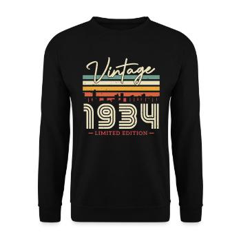 Vintage 1934 - 90 Jahre Limited Edition - Unisex Pullover - Schwarz - Vorne - Alina (178cm) & Michal (187cm)