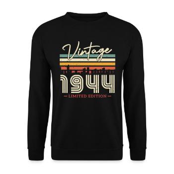 Vintage 1944 - 80 Jahre Limited Edition - Unisex Pullover - Schwarz - Vorne - Alina (178cm) & Michal (187cm)