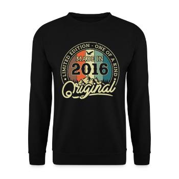 Vintage Geburtstagsgeschenk 2016 - Unisex Pullover - Schwarz - Vorne - Alina (178cm) & Michal (187cm)
