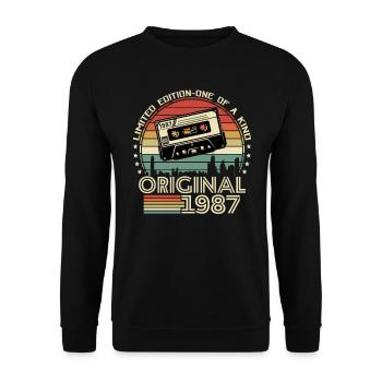 Vintage 1987 Geschenkidee - Unisex Pullover - Schwarz - Vorne - Alina (178cm) & Michal (187cm)