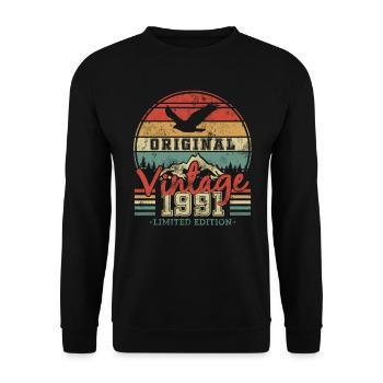 Birthday Gift 1991 - Original Vintage - Unisex Sweatshirt - black - Front - Alina (178cm) & Michal (187cm)